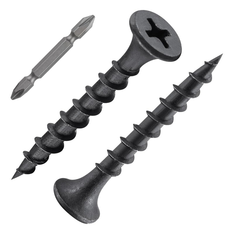 Wensilon (236 pcs)#6X1-1/4 Black Fastener Drywall Screws-Phillips with coarse Threaded tip, Black, Suitable for Drywall Slate, Wood, etc.(1 pounds) - Image 1